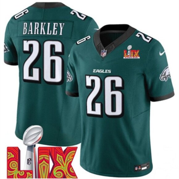 Mens Youths Kids Womens Saquon Barkley Green Super Bowl LIXStitched Jersey